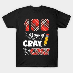 Teacher 100 Days Cray Cray 100th Day of School Plaid T-Shirt